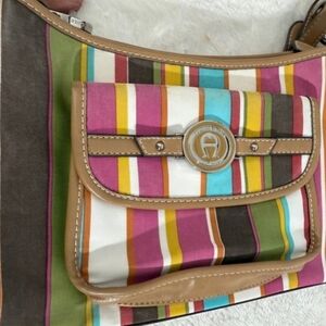 Etienne Aigner Multicolor Striped Shoulder Bag Y2K